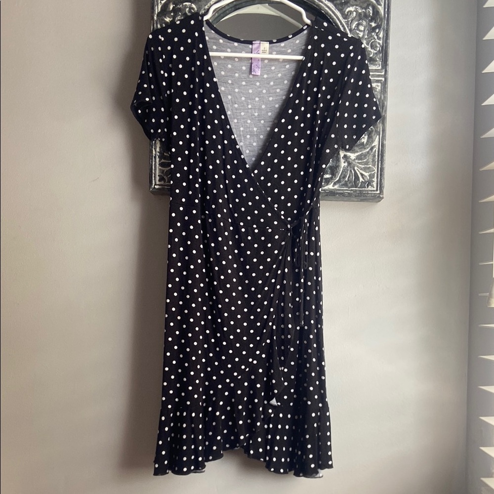 Alya Black Polka Dot Wrap Dress